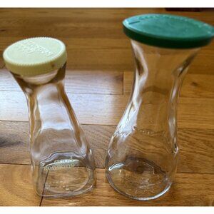 Vintage Good Seasons Salad Dressing Cruet Oil Vinegar Glass Bottles w/ Lids (2)